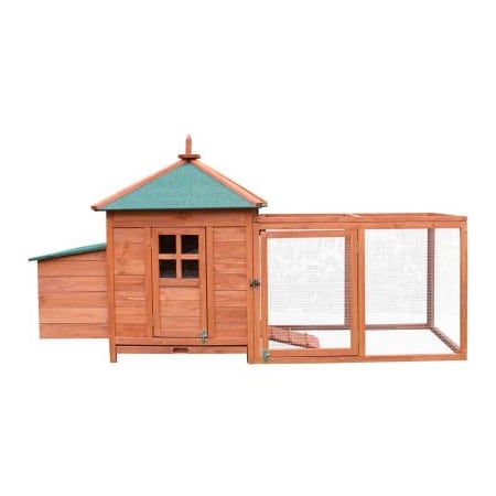 Hanover Wooden Chicken Coop With Ramp, Nesting Box, Wire Mesh Run And Waterproof Roof